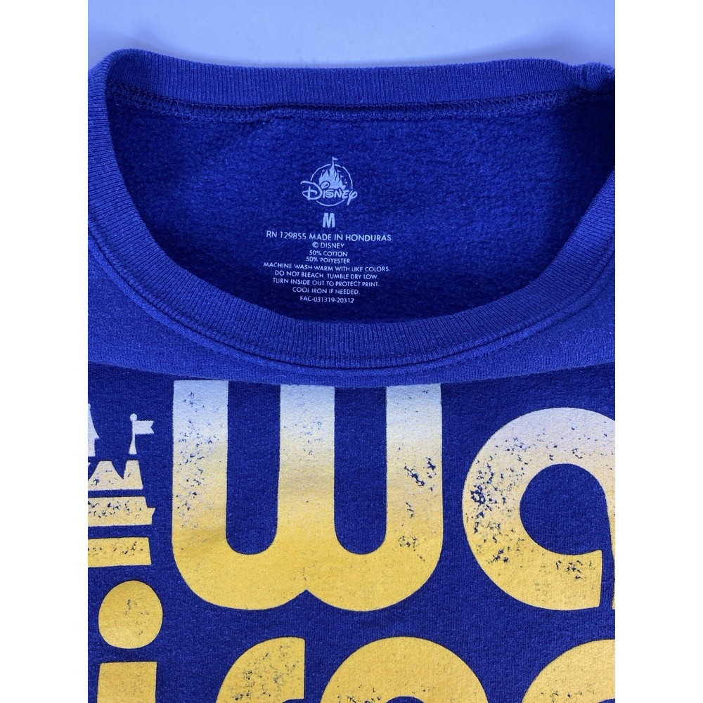 Disney Sweatshirt Adult Medium Blue Fleece Walt Disney World Graphic Comfort - Picture 7 of 7
